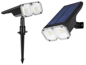 Napelemes lámpa, 18 LED, 6-8 órás üzemidő, IP44, 2700K-6500K, 100lm, 1.8W, fekete színű