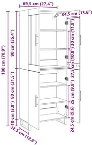 Magasfiú Musta tammi 69.5 x 34 x 90 cm Faanyag