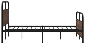 barna tölgy színű fém ágykeret matrac nélkül 137 x 190 cm