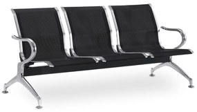 Fém pad a váróterembe REST, 3 ülés, fekete