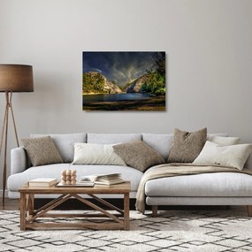 Tájkép tóval (üvegen) (70x50 cm)