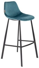 2 db-os petróleumkék bárszék szett bársony kárpittal, magasság 106 cm - Dutchbone