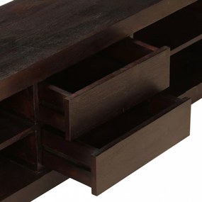 sötétbarna tömör akácfa TV-szekrény 120 x 30 x 40 cm