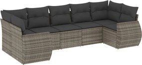 vidaXL 7 részes szürke polyrattan kerti ülőgarnitúra párnákkal