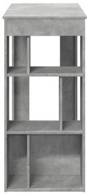 betonszürke szerelt fa tárolórekeszes bárasztal 102x50x103,5 cm
