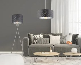 Globo 15228S1 Állólámpa textil ,fekete-ezüst,kábel 1,8 m, Schalter, ø: 620, H:1600, exkl. 1xE27 60W 230V