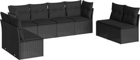 vidaXL 8 részes fekete polyrattan kerti ülőgarnitúra párnákkal