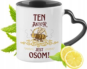 Színésznek Fekete Bögre Szív Alakú Füllel Ajándék Nyomtatott