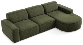 Zöld zsenília sarokkanapé (jobb oldali-heverő résszel) Omao – Makamii