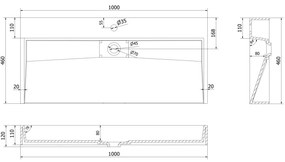 Mexen Ava, munkalap mosogató konglomerátumból B/O 100 x 46 cm, fekete matt, 23011070