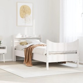 fehér tömör fenyőfa ágykeret fejtámlával 100 x 200 cm