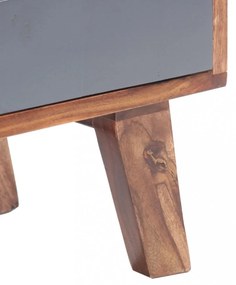 szürke tömör fa TV-szekrény 140 x 30 x 45 cm