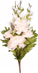 Csokor lapos sírcsokor gladiole rózsa bazsarózsa 68cm krémszínű