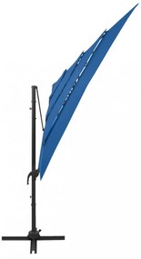 4 szintes azúrkék napernyő alumíniumrúddal 250 x 250 cm