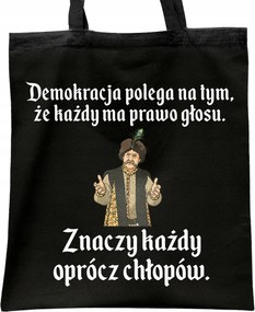 Fekete pamut bevásárlótáska 1670 A demokrácia erre támaszkodik