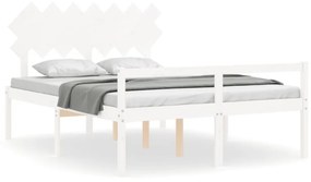 fehér tömör fa ágy időseknek fejtámlával King Size