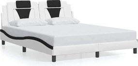 vidaXL fehér és fekete műbőr ágykeret Viana matrac nélkül 160 x 200 cm