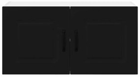 Fali konyhaszekrény polcokkal Fekete 80 x 31 x 40 cm Faanyag