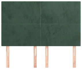 sötétzöld bársony fejtámla 144x5x118/128 cm