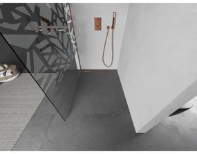 Mexen Kioto, Walk-In zuhany paraván 110 x 200 cm, 8 mm átlátszó üveg fehér mintás, réz matt profil, 800-110-101-65-85