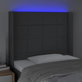 sötétszürke szövet LED-es fejtámla 103x16x118/128 cm