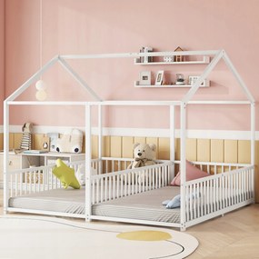 Fém ágy Gyerekágy 90x200cm*2 Vas keret Fehér Otthoni ágy