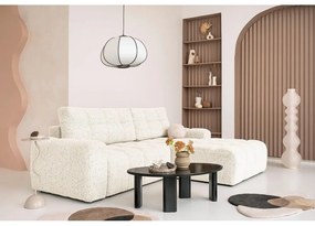 Krémszínű kinyitható tárolóhelyes moduláris sarokkanapé (jobb oldali) Lulu – Miuform