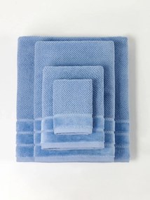 Loren rizsmintás pamut törölköző 70x140 kék