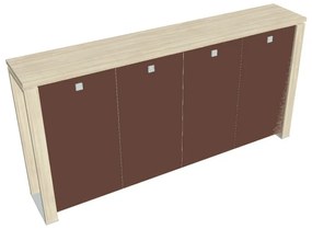 Verno+ közepes gardrób 260 x 46 x 130 cm, üvegajtó, akác / barna