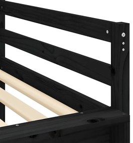 fekete tömör fenyőfa gyerek galériaágy csúszdával 80 x 200 cm