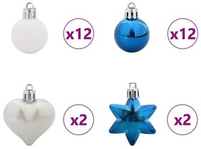 Karácsonyi Díszgömb Készlet 40 pcs Kék és Fehér