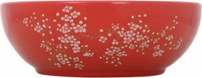 vidaXL fehér-piros kerámia kerek asztali mosdó Φ41 x 14 cm