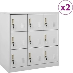 vidaXL 2 db világosszürke acél zárható szekrény 90 x 45 x 92,5 cm