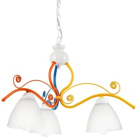 Csillár láncon RETRO 3xE27/60W/230V fehér/színes