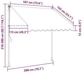 kézzel feltekerhető antracit napellenző 200 cm
