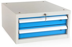 Szekrény műhelyasztalhoz Solid, 2 fiókkal, kék - ral 5012