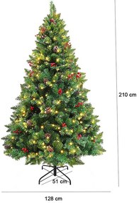 LED-es műfenyő több típusban, melegfehér-320 LED-es, 210 cm