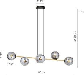 Emibig modern függeszték gravity fekete grafit arany emi1237/6