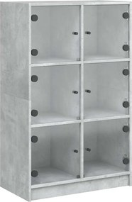 vidaXL betonszürke szerelt fa magasszekrény ajtókkal 68 x 37 x 109 cm