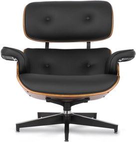 Pihenőfotel lábtartóval fekete műbőr – PALERMO