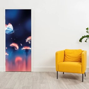 Fotótapéta ajtóra - Pitypang kék pillangóval (95x205cm)