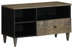 fekete tömör mangófa TV-szekrény 80 x 33 x 46 cm