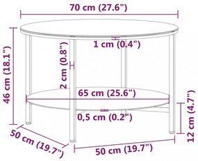 fekete-fekete márvány edzett üveg dohányzóasztal 70 cm