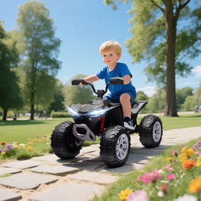 AIYAPLAY Elektromos gyermek quad, 24 V-os elektromos jármű 4 kerékkel, fényszórókkal, USB porttal, MP3, fekete