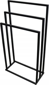 Törölközőtartó állvány fém 3 karos fekete