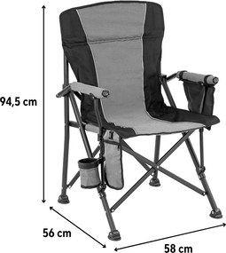 Leziter Premium fűthető karfás horgász szék pohártartóval szürke