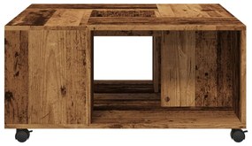 Antik fa színű szerelt fa dohányzóasztal 80 x 80 x 40 cm