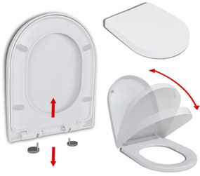 vidaXL fehér szögletes gyorskioldó WC-ülőke lassan csukódó fedéllel
