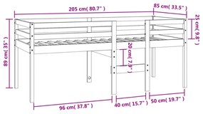 viaszbarna tömör fenyőfa magasított ágy 80x200 cm
