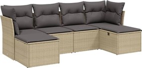 vidaXL 6 részes vegyes bézs polyrattan kerti ülőgarnitúra párnákkal
